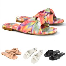 Womens Flat Knot Strap Sandals Ladies Summer Slip On Slider Mule Shoes Size 3-8