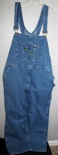 VINTAGE KEY IMPERIAL USA MEN'S BLUE JEAN BIB CARPENTER FARM OVERALLS W 46 L 30
