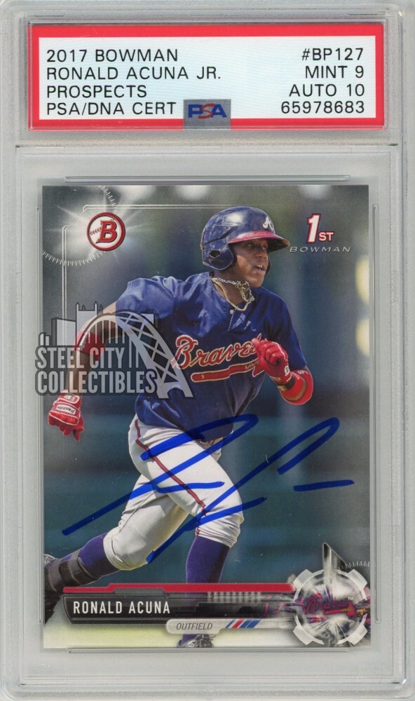 Ronald Acuna Jr 2017 1st Bowman Autograph RC Card #BP127 PSA 9 PSA/DNA 10 (683)