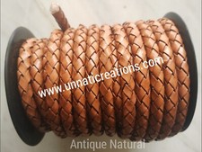 Braided Leather Cord Bolo Indian Origin Ant.Natural 5 Meter-UnnatiCreationsIndia