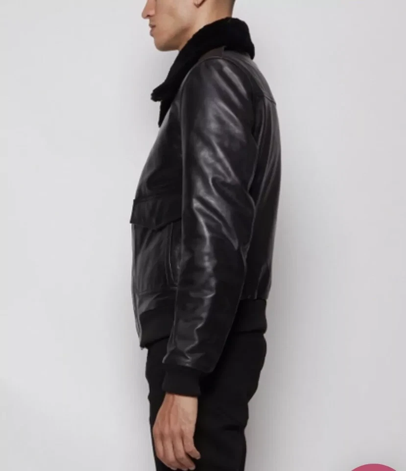 £900 BLK DNM PILOT CALF LEATHER JACKET. RRP- £900 SHEARLING Bomber Aviator - Image 4 of 4