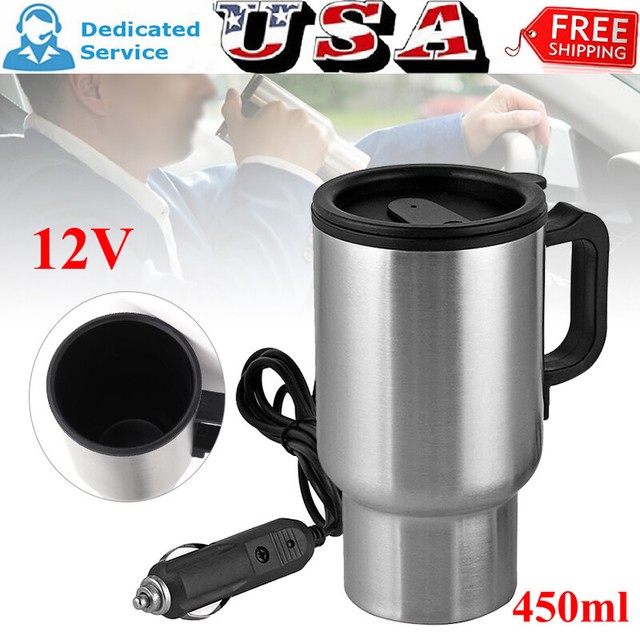 12V InCar Thermal Heated Travel Mug Cup Plug Heater Camping Coffee