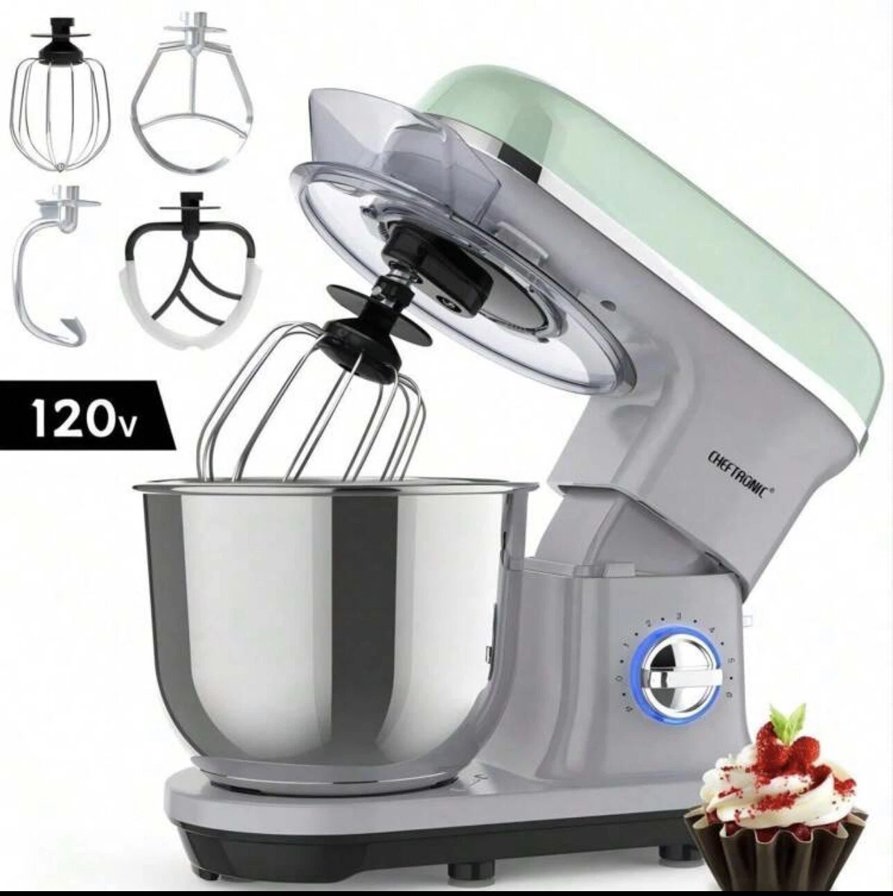 1 Piece 6+P Speed Mixer With Egg Beater , Dough Hook, Butter Mixing Paddle