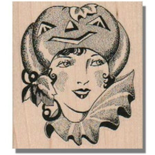 Halloween Rubber Stamp, Jack O Lantern Lady, Halloween, People,Pumpkin,Woman,Vtg