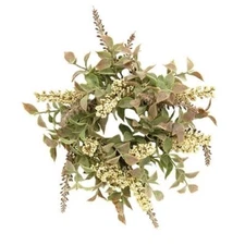 NEW Primitive HERBS CANDLE RING CREAM GREEN BERRY LEAFY 3.5" x 10" Spring Summer