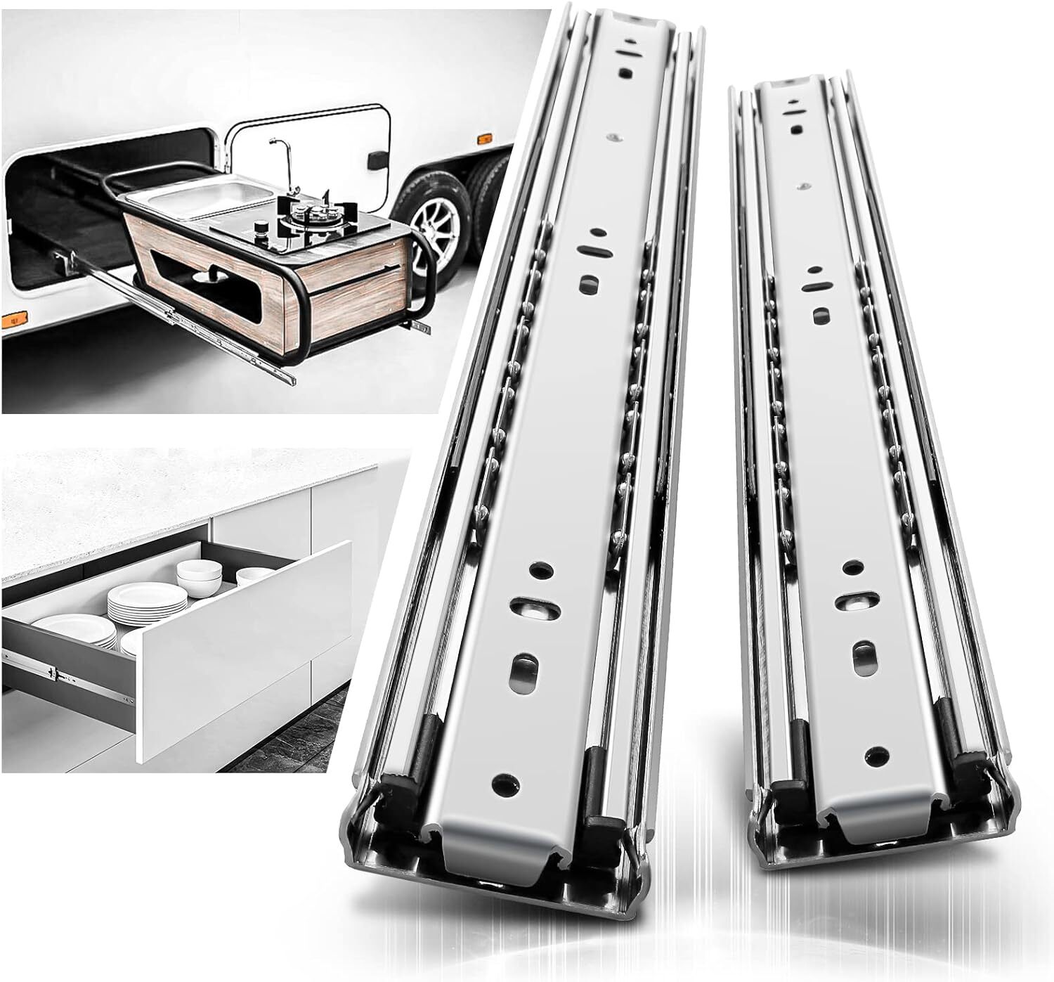 AOLISHENG 1 Pair Heavy Duty Drawer Slides 12 14 16 18 20 22 24 26 28 30 32 34 36