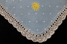 Receiving Blanket Hand Crochet Edge New Baby Shower Gift Girl Boy SUN MOON SMILE