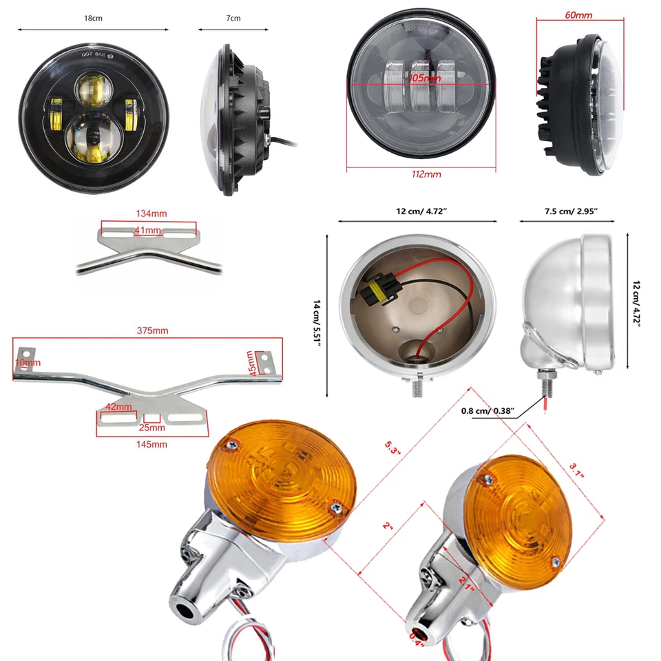 Faro LED 7" + Barra de luces de paso antiniebla para Honda Shadow Aero Ace Phantom VLX Foto 4 de 4