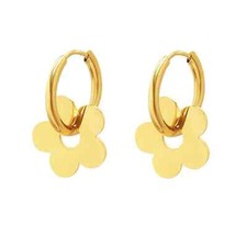 Gold Flower Hoop Earrings for Women Bohemia Flower Charm Earrings For Her Dai...