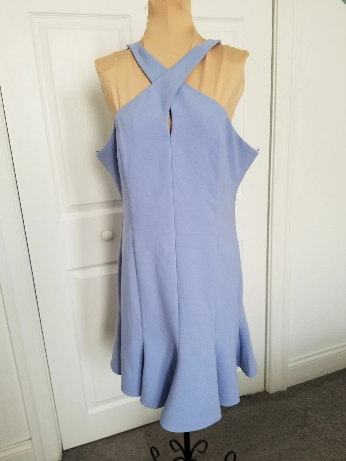 VETEMENTS PROBABILE abito donna stile Halter svasato Carolyn mini crepe pervinca taglia 12