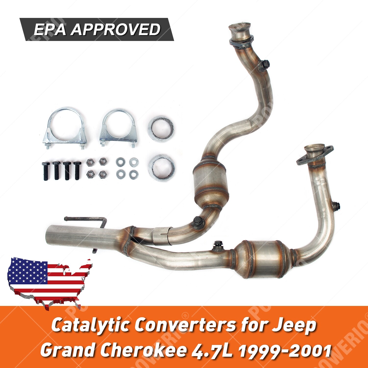 Y Pipe Dual (2) Catalytic Converters for Jeep Grand Cherokee 4.7L 19992001 US eBay
