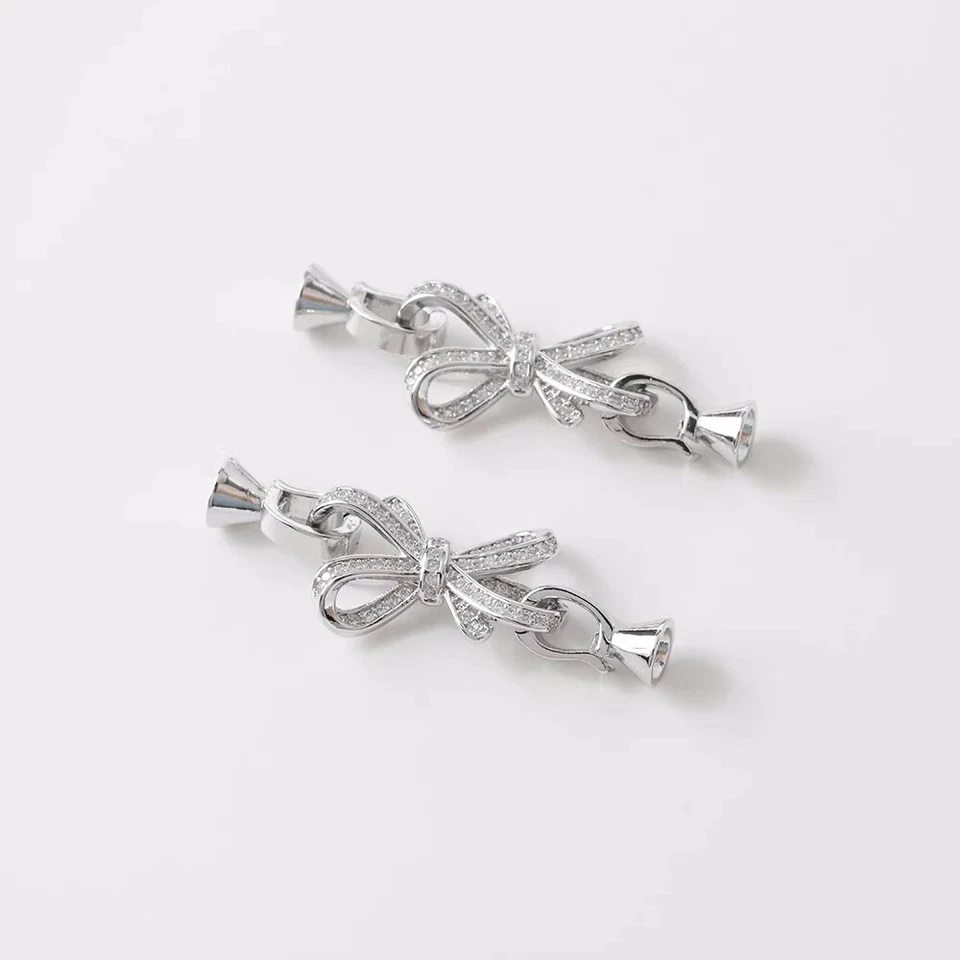 1Set CZ Pave Bow Tie Toggle Clasp,Cubic Zirconia Bowknot Toggle Clasp,Bow Clasps - Image 3 of 4