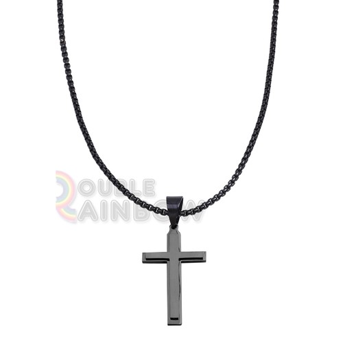 732 20-30"men stainless steel gold Silver Plain cross pendant BOX Necklace Chain - Picture 17 of 22