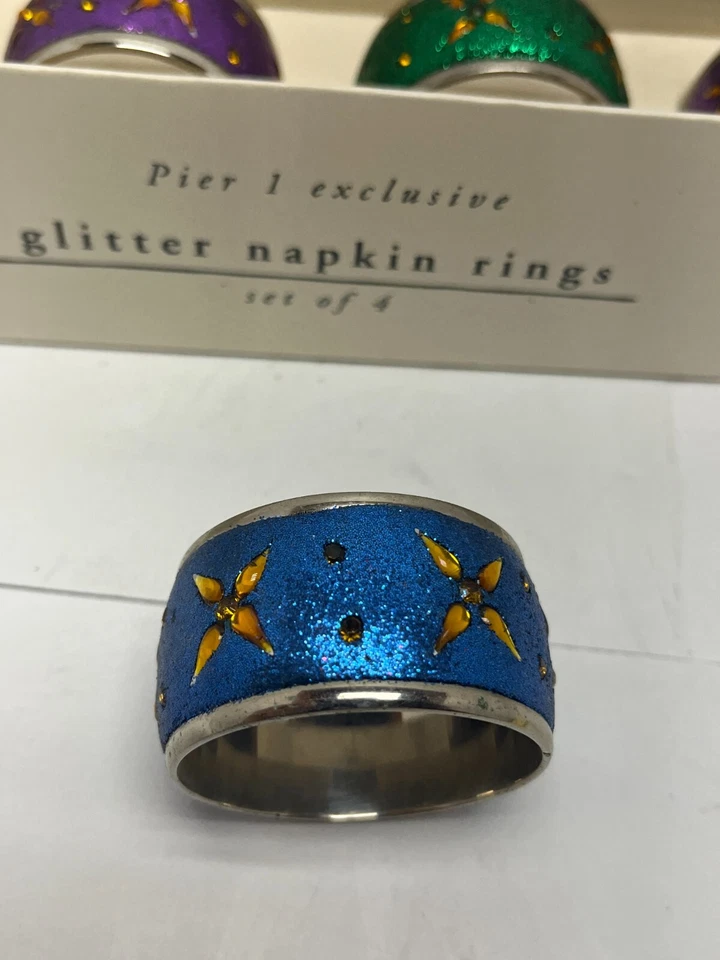 Пирс 1 драгоценности блестящий салфетки кольца Рождественский праздник лот из 8 многоцветный - Изображение 2 из 4