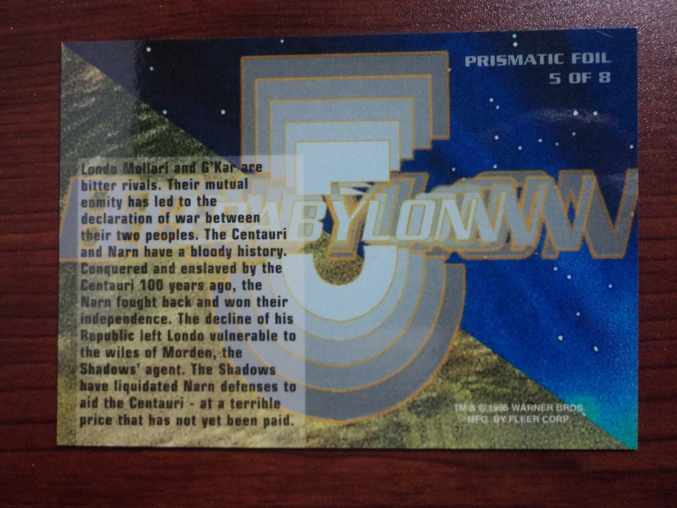 1995 FLEER ULTRA BABYLON 5 - PRISMATIC FOIL CARD - ( 5 OF 8 ) - G'KAR & LONDO - Image 4 of 4