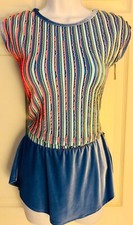 GK FIGURE SKATE ADULT SMALL 2PC CAP SLV CROP TOP SKIRT SET COTTON VELVET AS NWT 