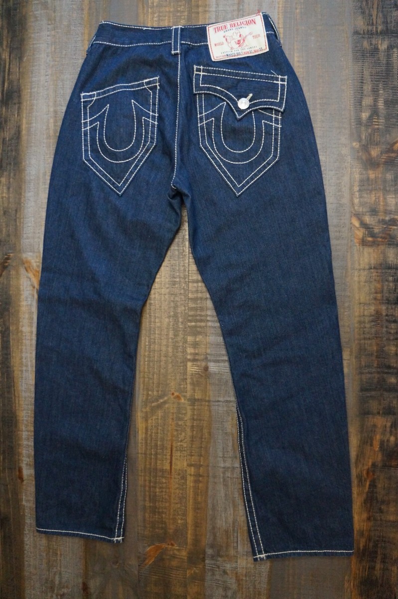 TRUE RELIGION WORLD TOUR MARCO BIG T JEANS MENS 31X33 BUTTON FLY