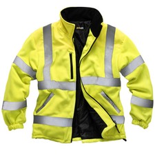 Mens Premium Safety Hi Vis Visibility Lined Work Fleece Jacket Plain & Two Tone