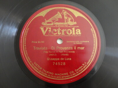 78rpm Giuseppe De Luca - La traviata, Di Provenza il mar  (Verdi) Victor 74528