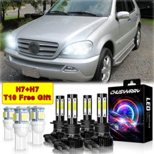 For Mercedes-Benz ML350 2003-2015 - 4x Combo H7 LED Headlight High Low Beam Bulb