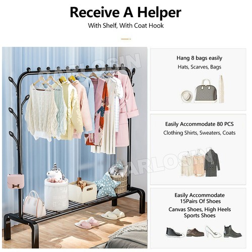 Heavy Duty Clothes Rail Rack Hanging Garment Display Stand Shoe Storage Shelf AU - Picture 3 of 12