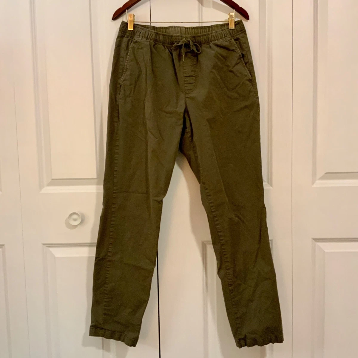 Pantalon avant mince plat pour homme Gap vert olive tirer taille lastique moy
