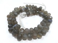 1 Strand Natura Gray Moonstone Grey Teardrop Faceted 6x9-7x10mm Beads 7"inch