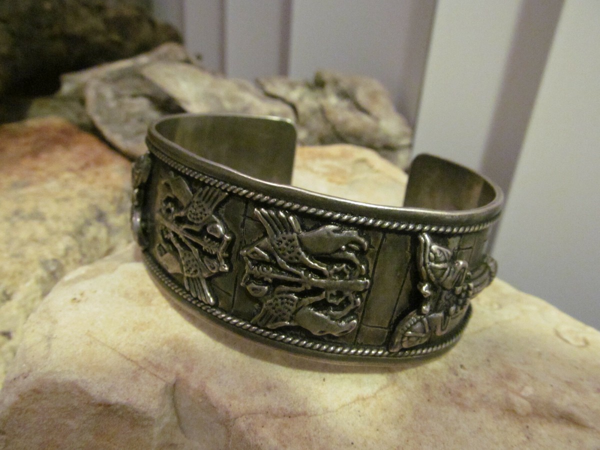 アクセサリー vintage Silver Horse Cuff Bracelet Vintage Old 900 Sterling Silver Horse, Column Handcrafted Cuff