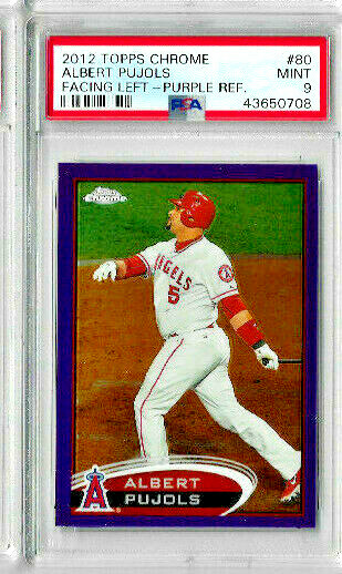 2012 Topps Chrome Albert Pujols Facing Left Purple Refractor PSA 9