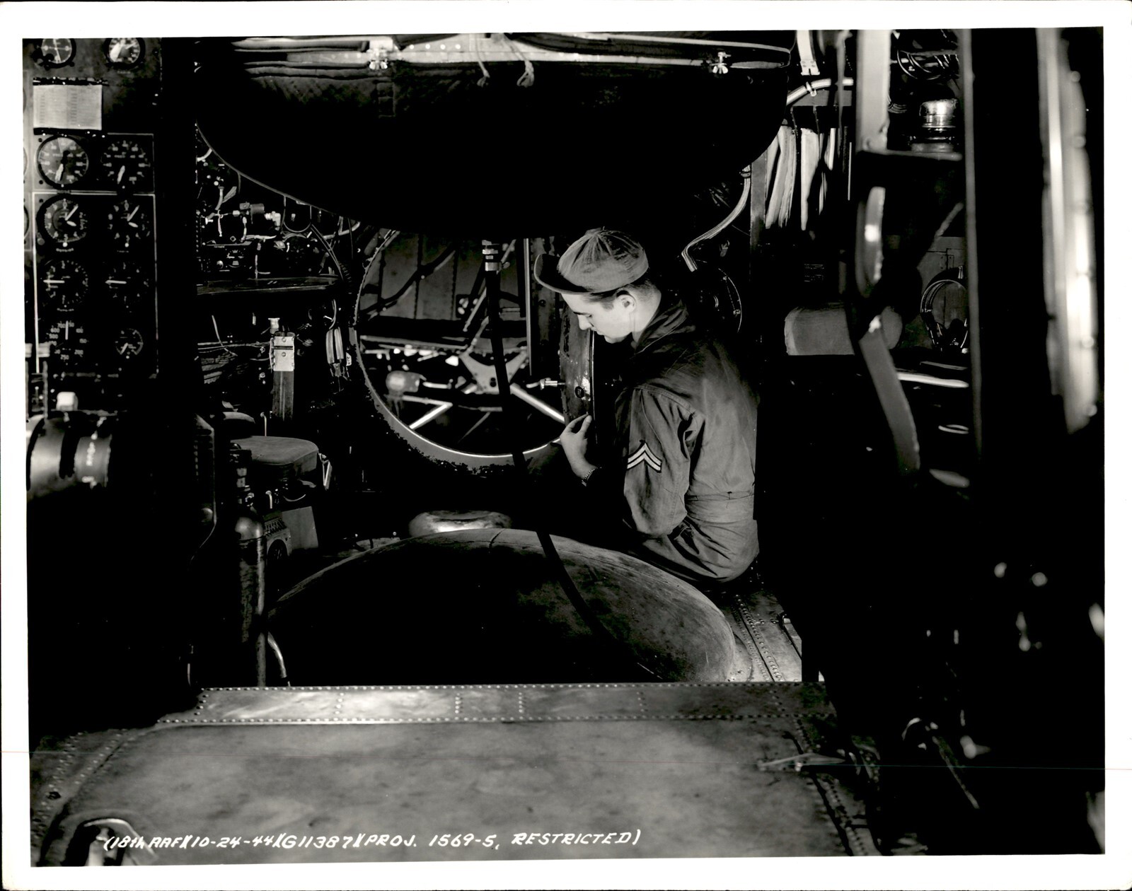 LD327 1944 Original Bob Martin Photo U.S. 18TH AIR FORCE BOMBER PLANE MECHANIC