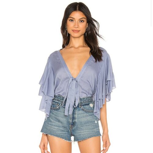 Intimately Free People Call Me Later Solid Bodysuit Top Ruffle Mesh S New 209425 - Bild 1 von 6
