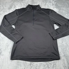 Spyder Baselayer Mens L Black 1/4 Zip Pullover Knit Long Sleeve Mock Neck