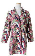 Ermas Closet Womens Colorful Rhinestone Button Trench Car Coat Jacket Pockets M