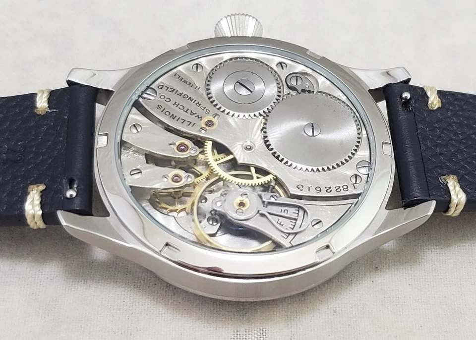 Illinois 12s Pocket Marriage Watch Conversion 44mm SS Wrist Watch 1907 Movement - Image 4 of 4