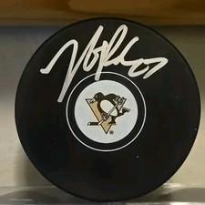 NICK BJUSTAD Autographed Penguins Puck + Cube. Panthers WIld Coyotes Oilers Utah