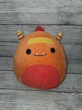 Squishmallow Ernest Monster 2023 Red Orange Fuzzy Belly Halloween Plush 8  