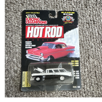 Racing Champions Hot Rod Magazine 1:63 '56 Chevy Nomad Diecast Car White Black