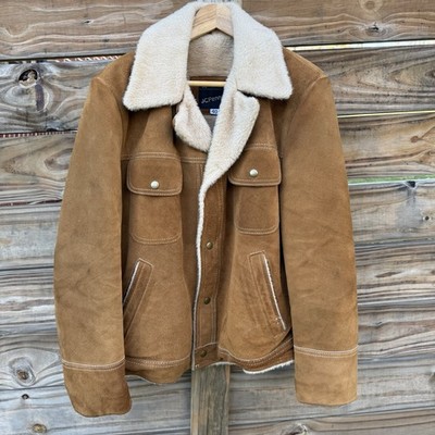 VTG JC Penney Rancher Jacket Men's 40 Brown Suede Shearling Lined