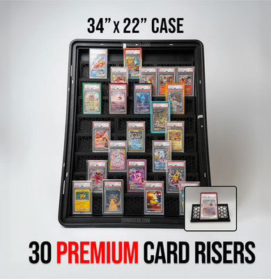30 Card Risers | Large 34x22 Trading Slab Stands Pennzoni Display Case | TCG PSA