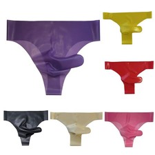 Mens Elephant Nose Latex Briefs See Through Underwear for Comfortable Nightwear