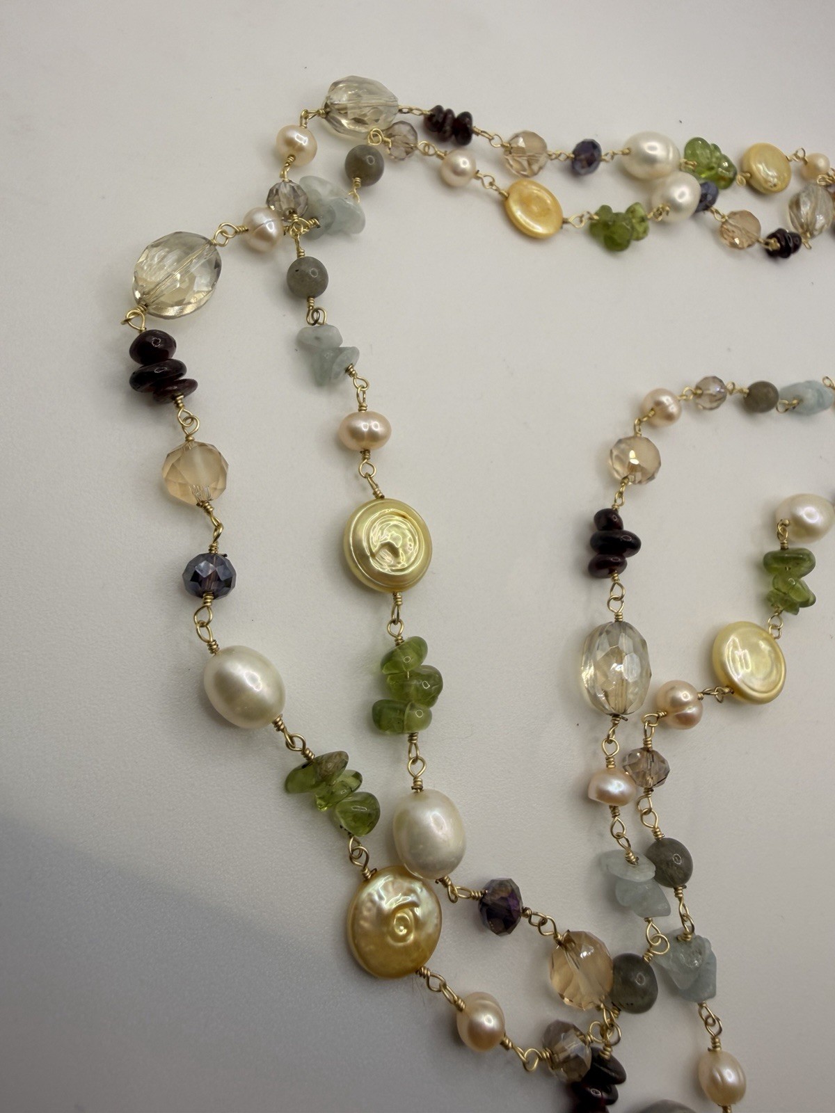 Handcrafted Wire Wrapped Gemstone Freshwater Pear… - image 3