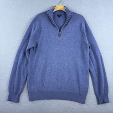 J.Crew Men's Cotton Cashmere Half Zip Pullover Sweater Knit Blue Size M Preppy