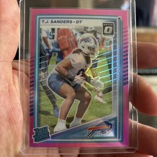 2025 Panini Donruss Rated Rookie T.J. Sanders #351 Optic Preview Pink Prizm (RC)
