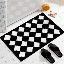 Black and White Checkered Bathroom Rug AntiSkid Bath Mat 20x30 Inch Carpet Mat