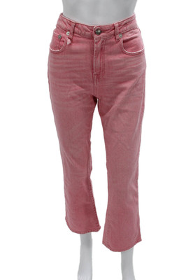 R13 Womens Cropped Pink High Rise Jeans Cotton Blend Size 27