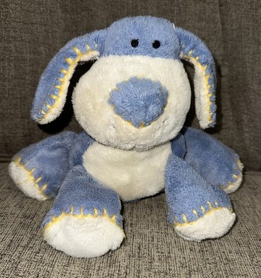 Tolo Blue Yellow Stitch Dog Plush Soft Toy Rattle Comforter Lovey Puppy Floppy