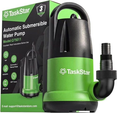 Submersible Water Transfer Pump 4000GPH 1HP Sump Pump Automatic Float Switch