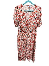 Old Navy Midi Dress Ivory Floral, Size Large, Cottagecore Peasant Boho