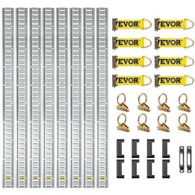  E-Track Tie-Down Rail 8 Steel Rails 2 Single Slots 8 O-Rings 8 Tie-Offs Trailer - Image 1 of 4
