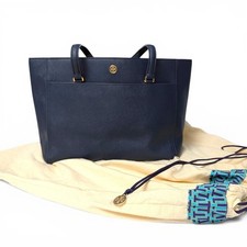 Tory Burch Robinson Tote Navy Saffiano Leather Shoulder Bag Medium